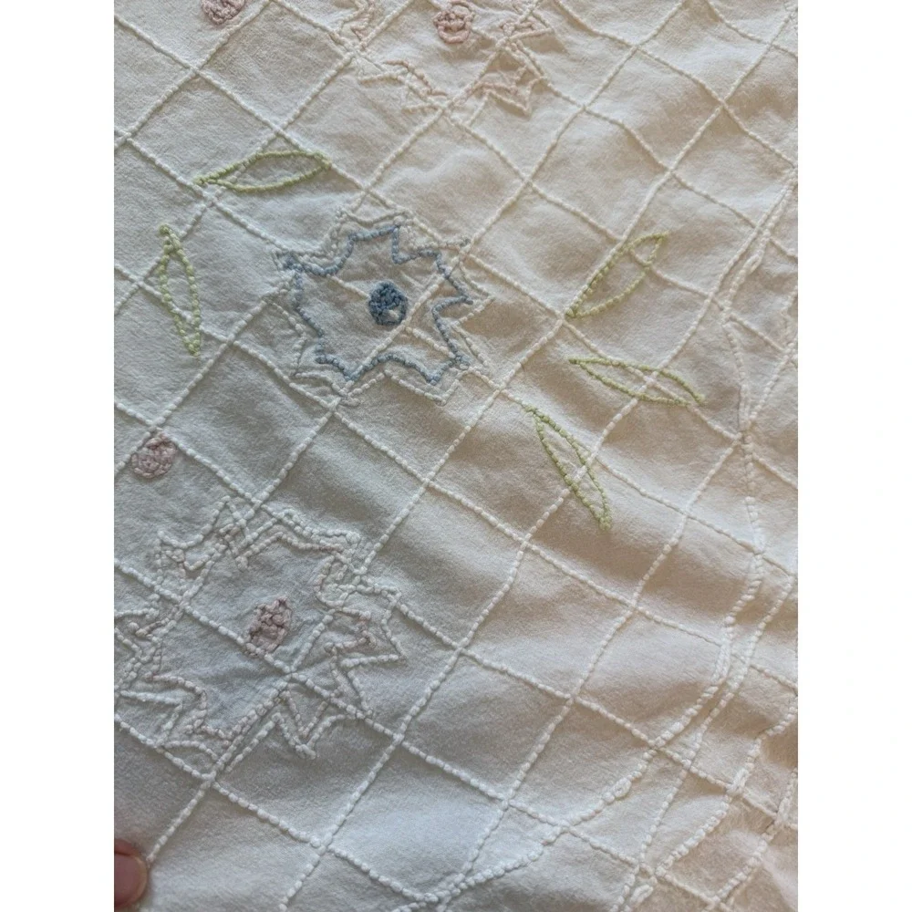 Vintage Chenille Floral‎ Bedspread Coverlet Pink Blue Pastel 116 X 105 King?